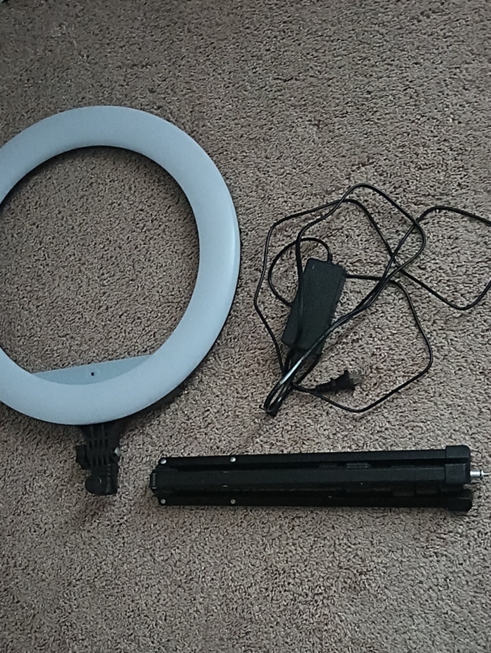 LED Ring Light with Tripod and Power Adapter - White